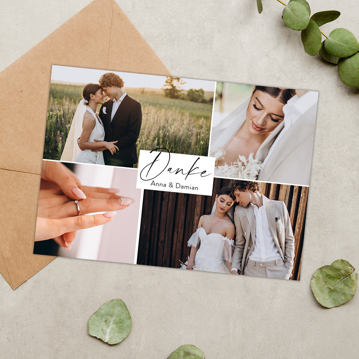 Personalisierte Dankeskarten aus Leinenpapier