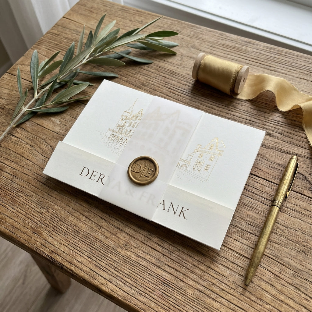 Pocket – Elegante Hochzeitseinladung mit Heißfolienprägung