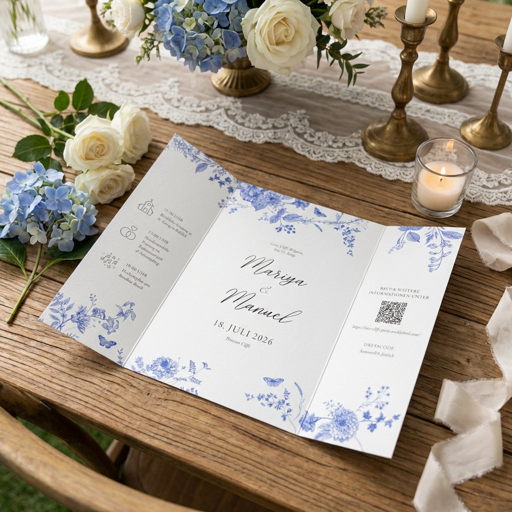 Express Hochzeitseinladung "Summer Garden" | Altarfalzkarte