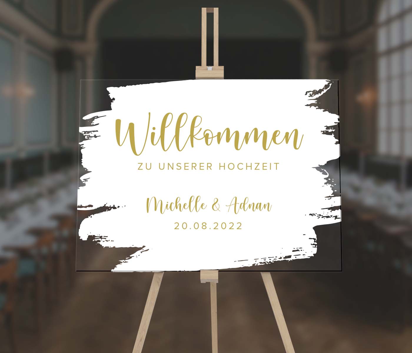 Empfangstafel A1 aus Acrylglas "White Brush" | Individuelles Willkommensschild