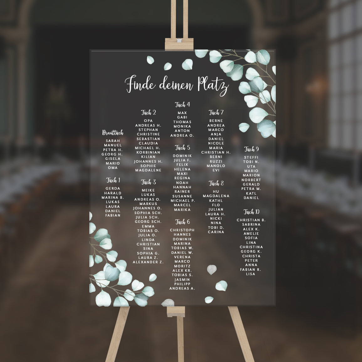 Sitzplan A1 aus Acrylglas "Finde deinen Platz" | Individuelles Schild