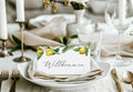 Elegante Tischkarten 100er Set | Edles Leinenpapier im Klappkarten Format "Citrus"