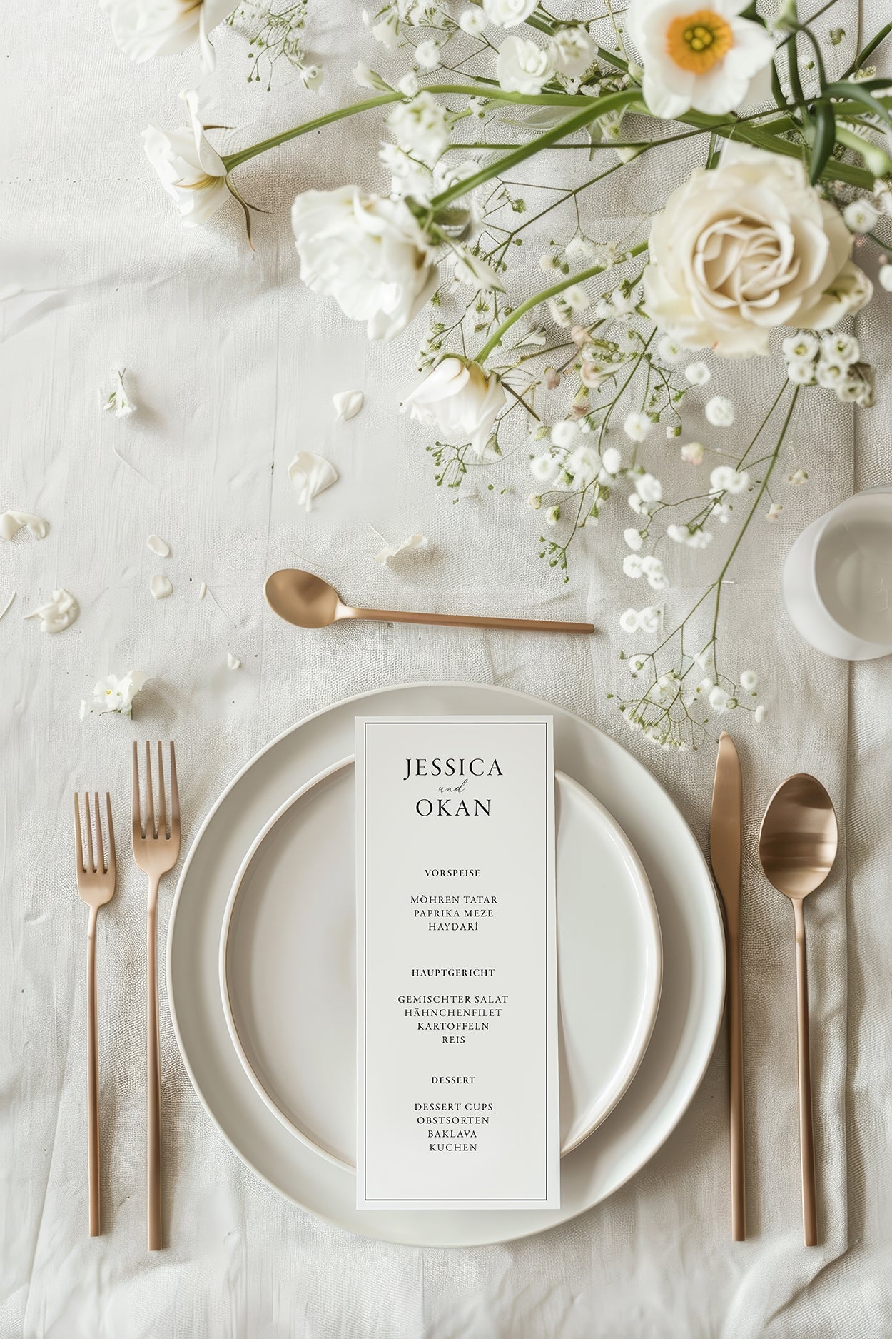 Elegante Menükarte | Edles Leinenpapier im Dinlang Format