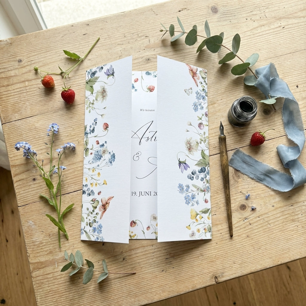 Express Hochzeitseinladung "Beautiful Spring" | Altarfalzkarte