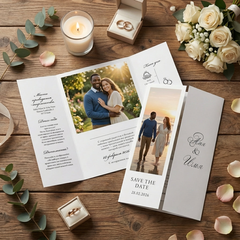 Express Hochzeitseinladung "Celeste Amour" | Altarfalzkarte