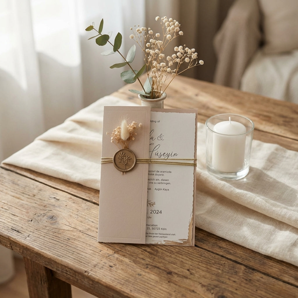 Express-Einladung "Rose Gold" | Goldprägung am Rand mit Kuvert