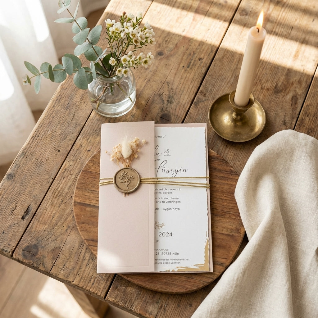 Express-Einladung "Rose Gold" | Goldprägung am Rand mit Kuvert