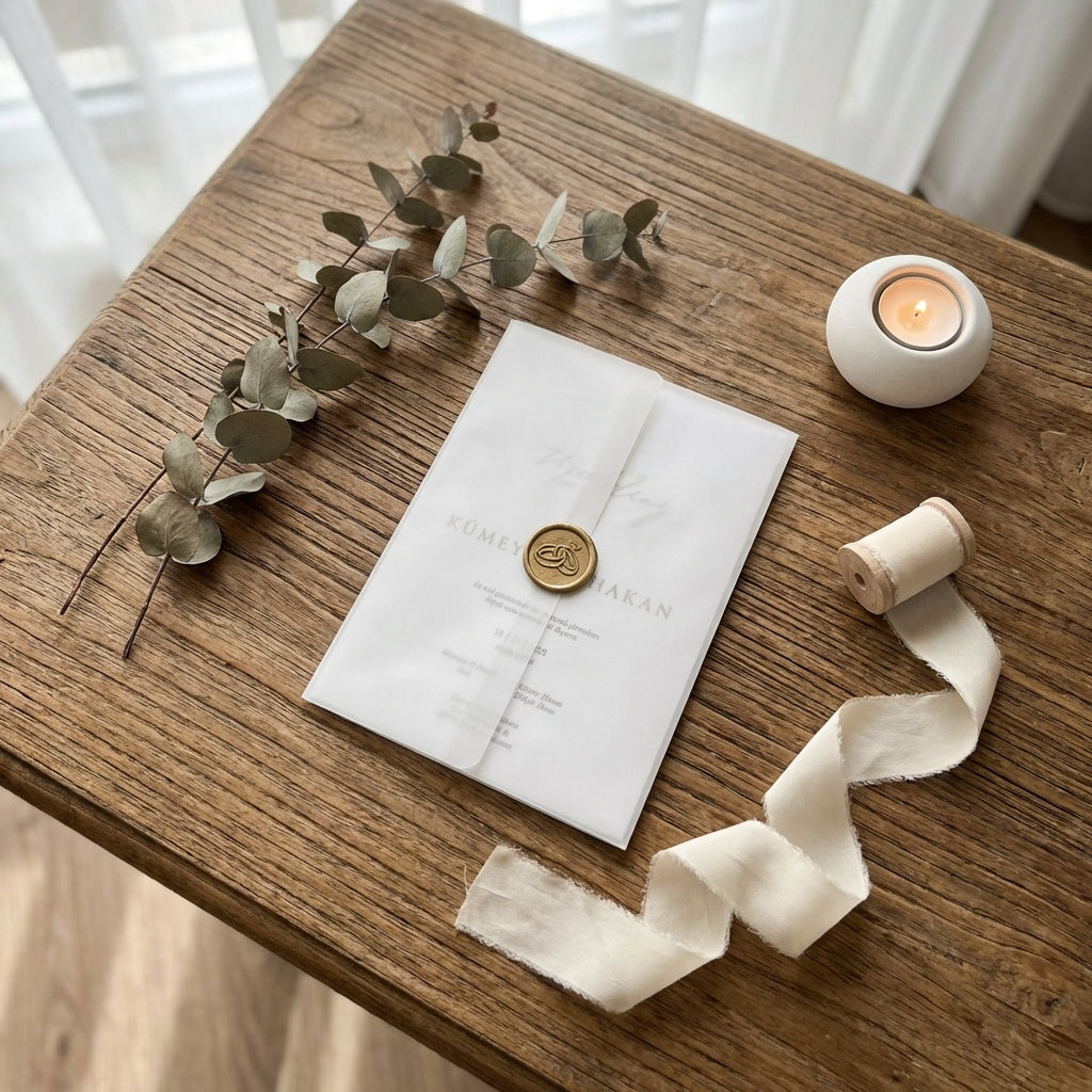 Hochwertige Einladungskarte | Edles Leinenpapier mit Wachssiegel