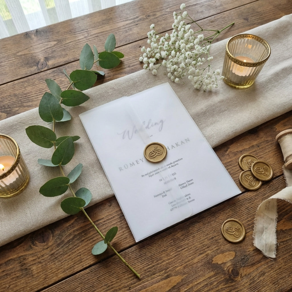Hochwertige Einladungskarte | Edles Leinenpapier mit Wachssiegel