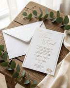 Hochzeitseinladung "Golden Elegance" mit Kuvert und Prägung