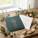 Hochzeitseinladung "Flower in Green" mit Prägung | Set mit Kuvert