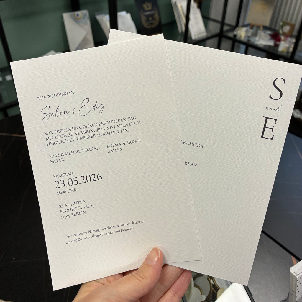 Hochzeitseinladung "Minimalist" | Set mit Goldklammer