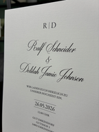 Hochzeitseinladung "Elegance" mit Schleife, Wachssiegel und Trockenblume