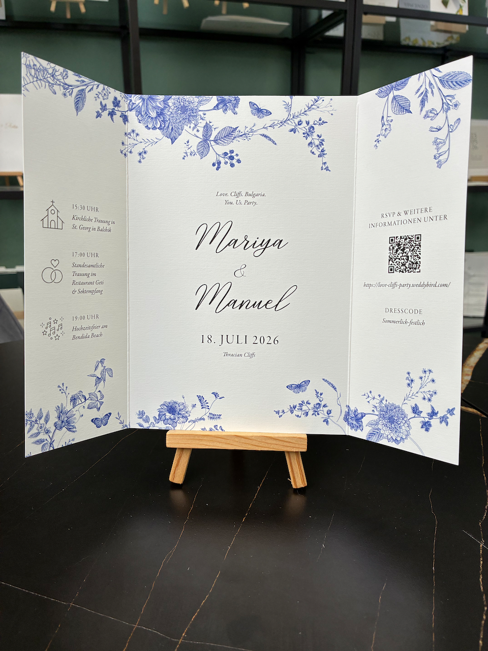 Express Hochzeitseinladung "Summer Garden" | Altarfalzkarte