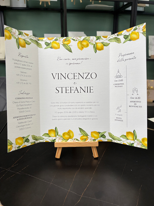 Einladung "Lemons" | Altarfalzkarte mit Schleife