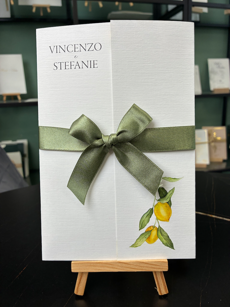 Einladung "Lemons" | Altarfalzkarte mit Schleife