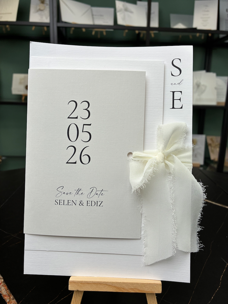 Expresskarte - Hochzeitseinladung "Château Blanc" - Set mit Schleife