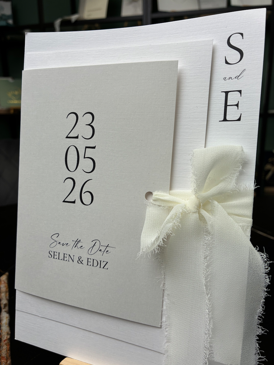 Expresskarte - Hochzeitseinladung "Château Blanc" - Set mit Schleife