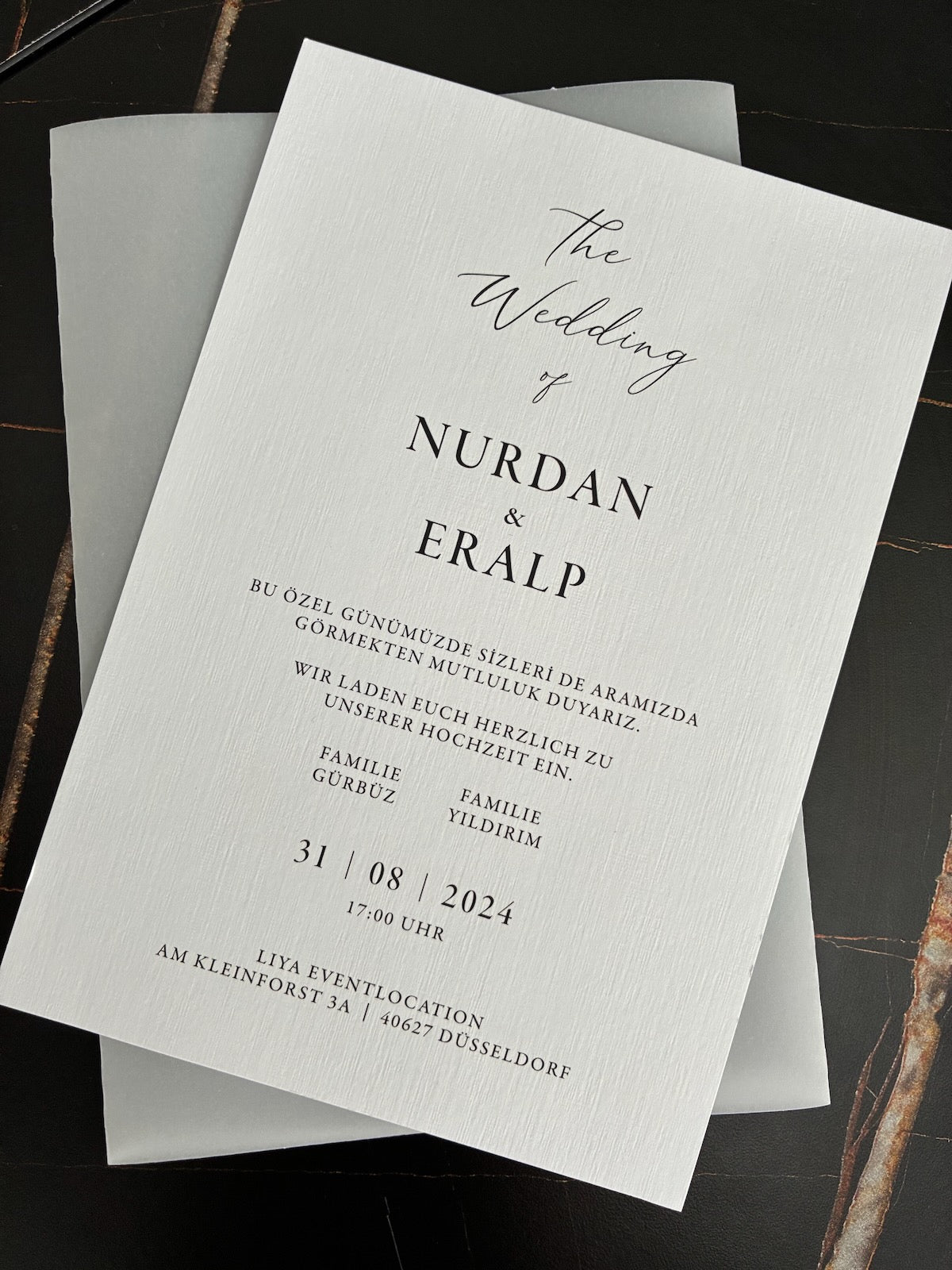 High-quality invitation card | Elegant linen paper with blind embossing