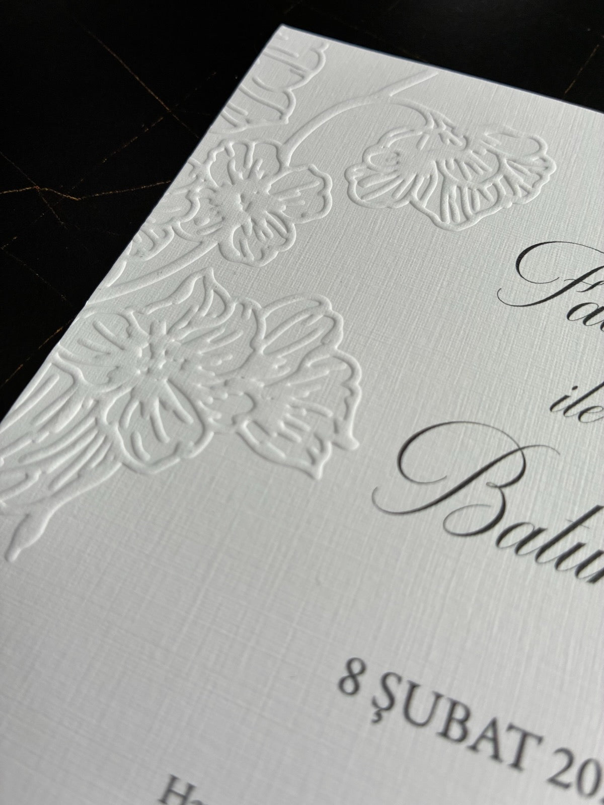 High-quality invitation card | Elegant linen paper with blind embossing