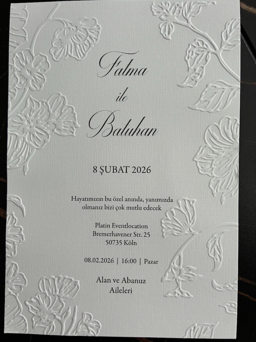 High-quality invitation card | Elegant linen paper with blind embossing