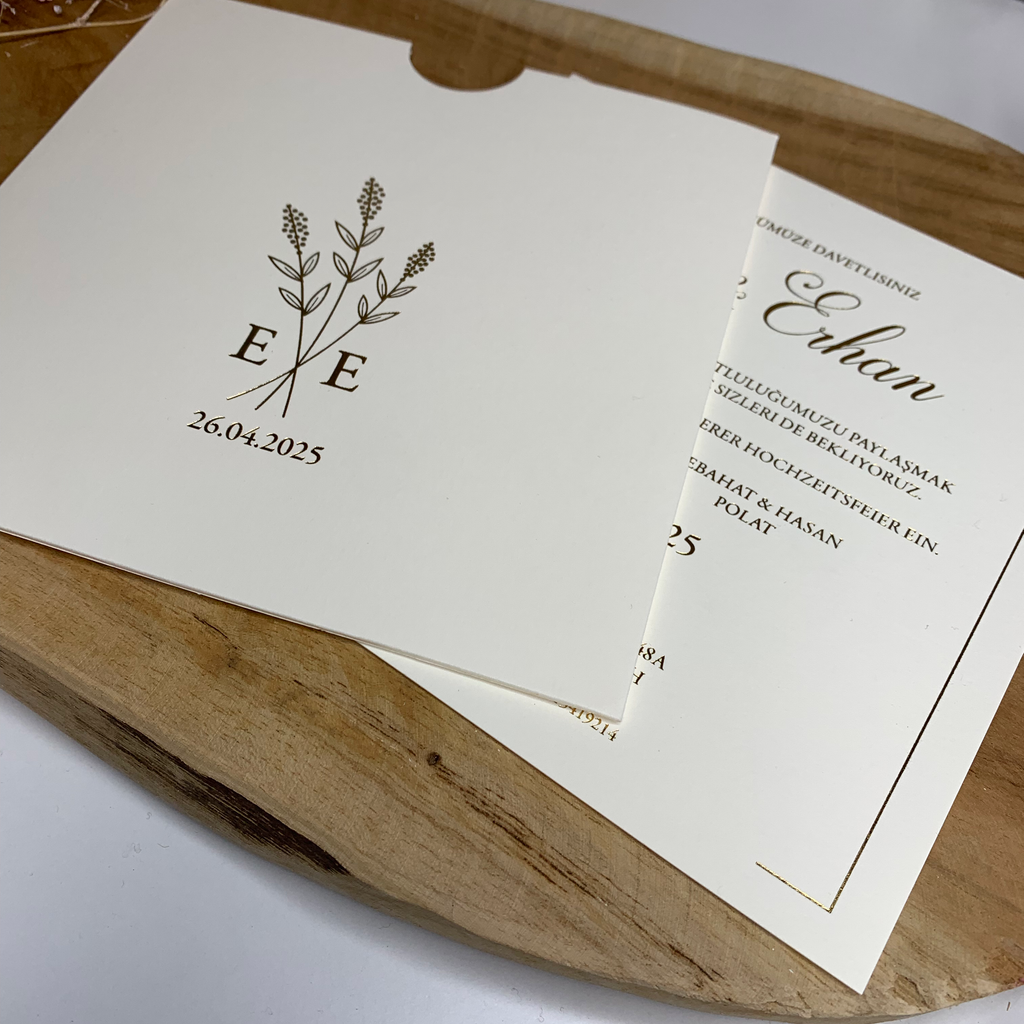 Hochzeitseinladung "Flower" mit Prägung | Set mit Kuvert