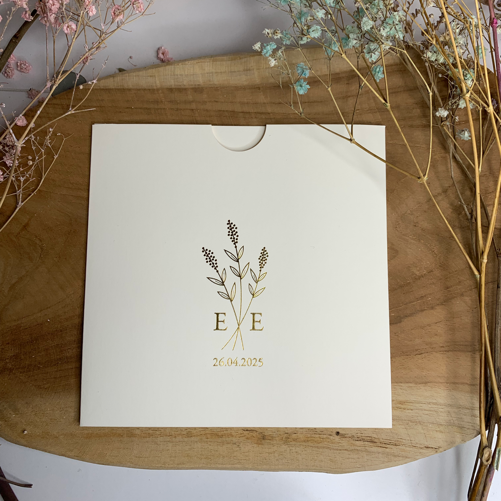 Hochzeitseinladung "Flower" mit Prägung | Set mit Kuvert