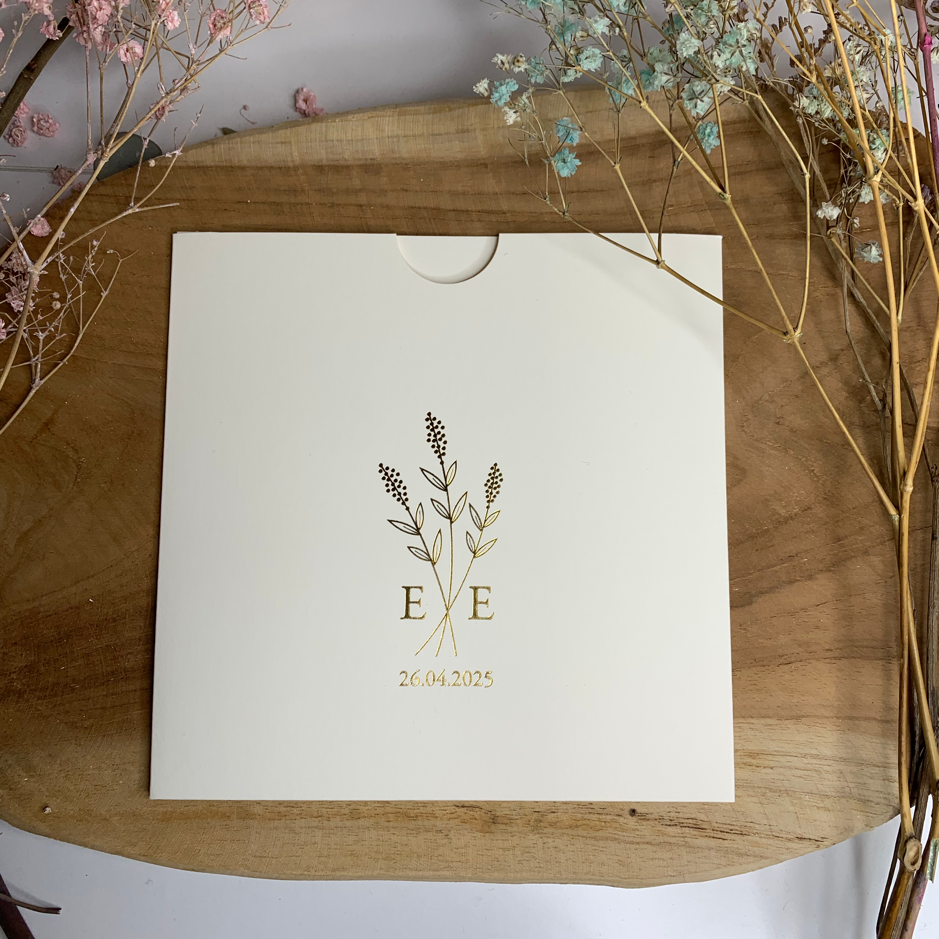 Hochzeitseinladung "Flower" mit Prägung | Set mit Kuvert