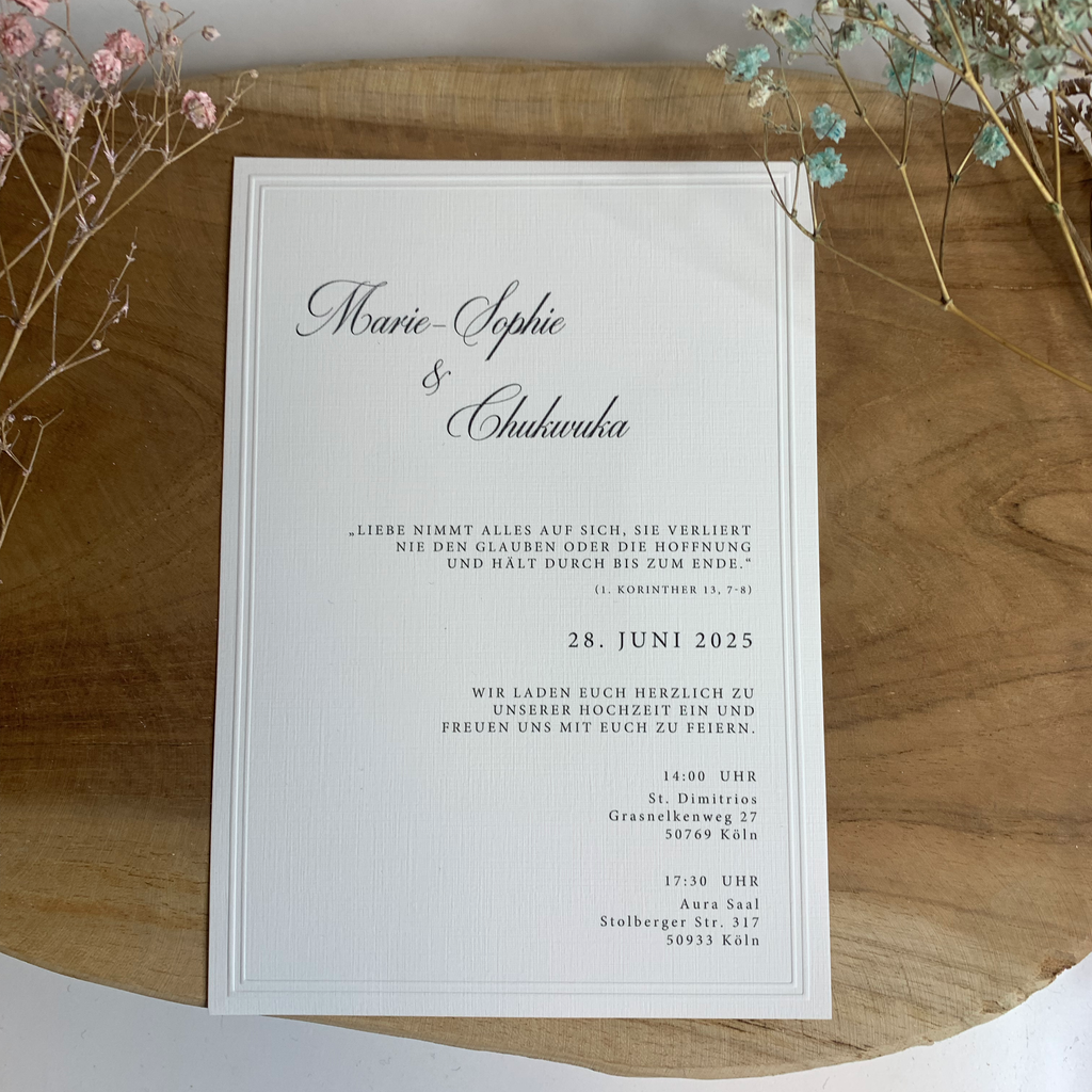 Express-Einladung "Linen Elegance" | Blindprägung auf Leinenpapier mit Kuvert