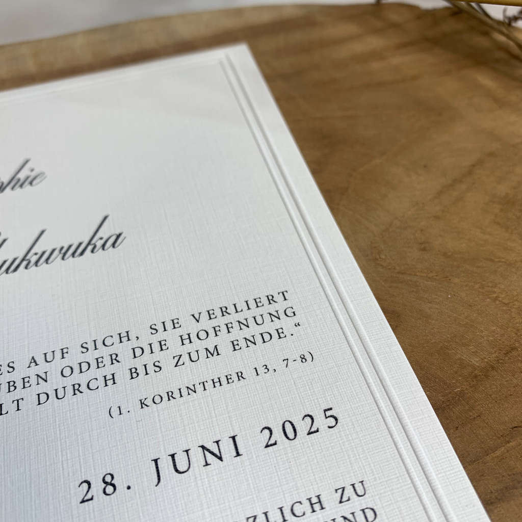 Express-Einladung "Linen Elegance" | Blindprägung auf Leinenpapier mit Kuvert