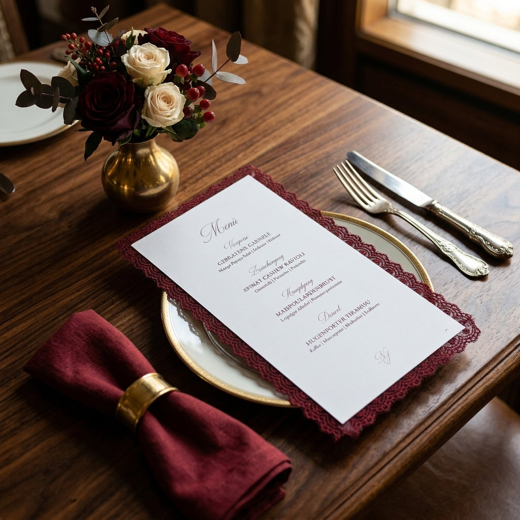 Elegant drinks menu with gold embossing | High-quality paper in DL format