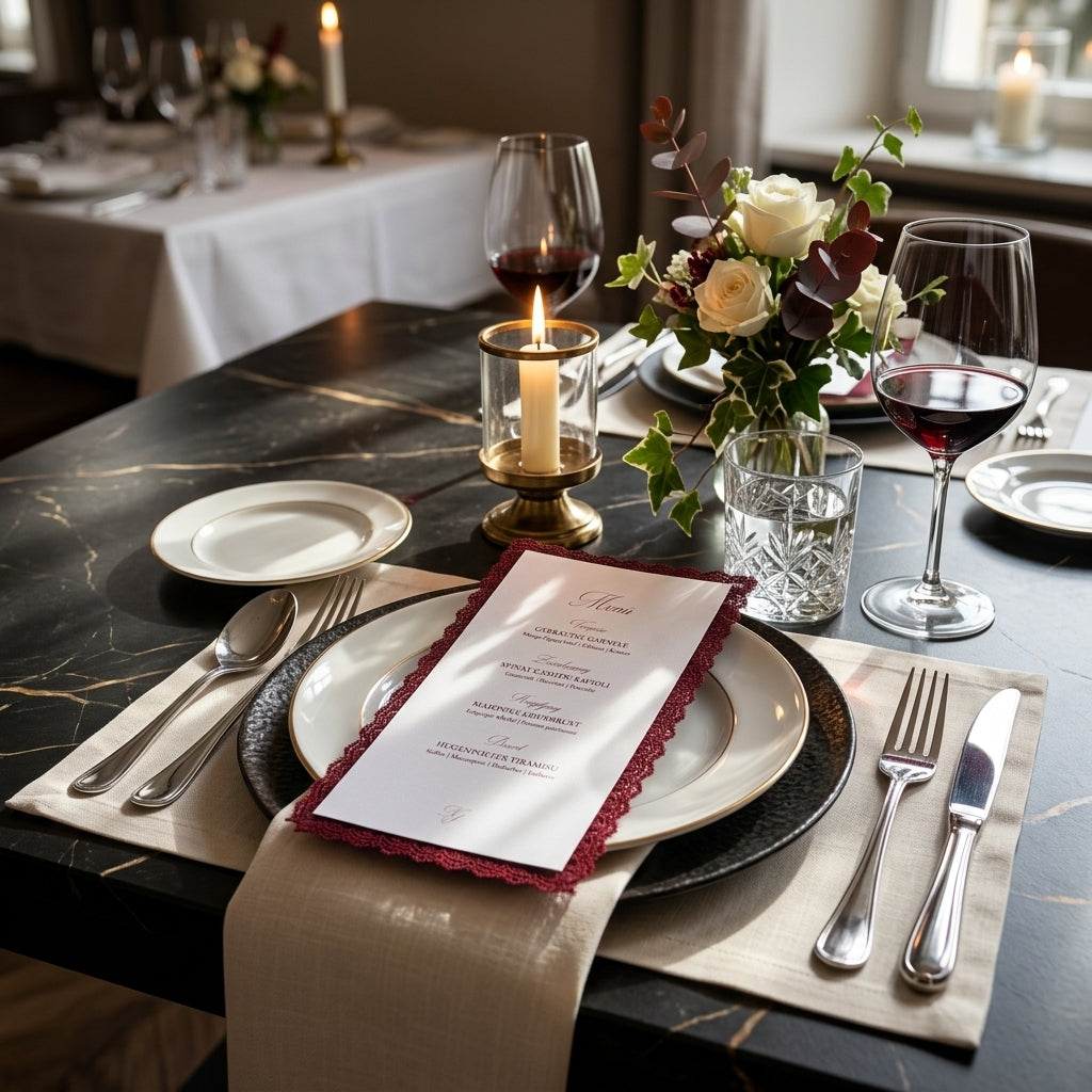 Elegant drinks menu with gold embossing | High-quality paper in DL format