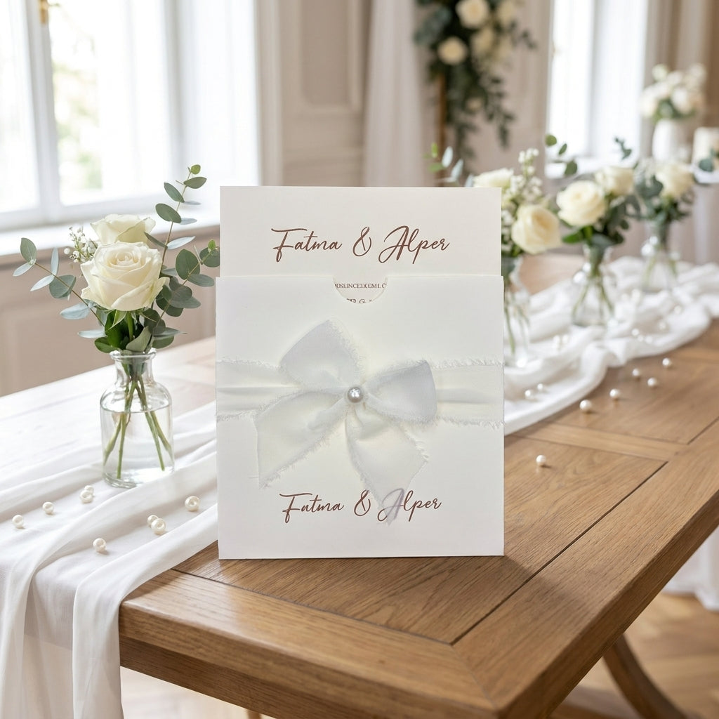 Einladung "Pearl Dream" | Hochwertiges Leinenpapier mit Kuvert