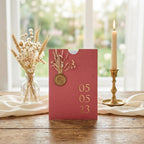 Hochzeitseinladung "Red Royal" mit Wachssiegel und Trockenblume
