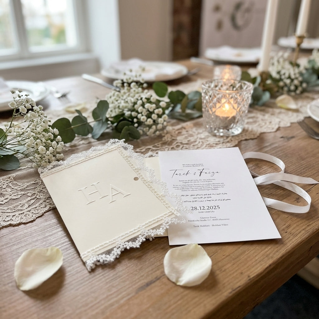 Wedding invitation "Our Names" with blind embossing