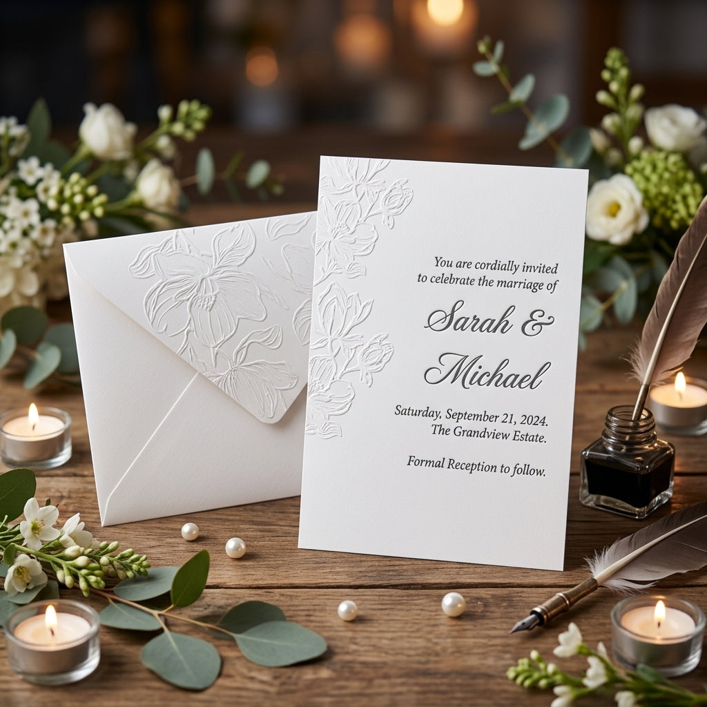 Express Invitation "The Wedding of" | Letterpress on Linen Paper