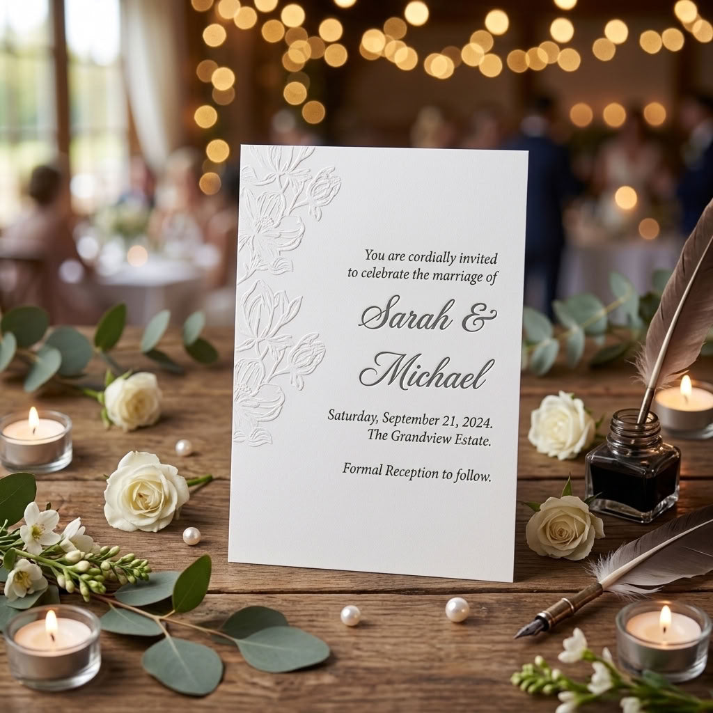 Express Invitation "The Wedding of" | Letterpress on Linen Paper