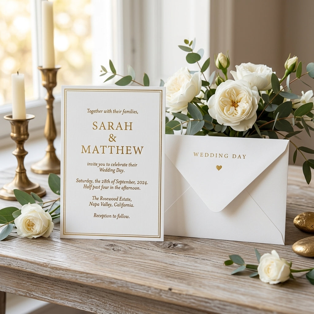 Express Invitation "The Wedding of" | Letterpress on Linen Paper