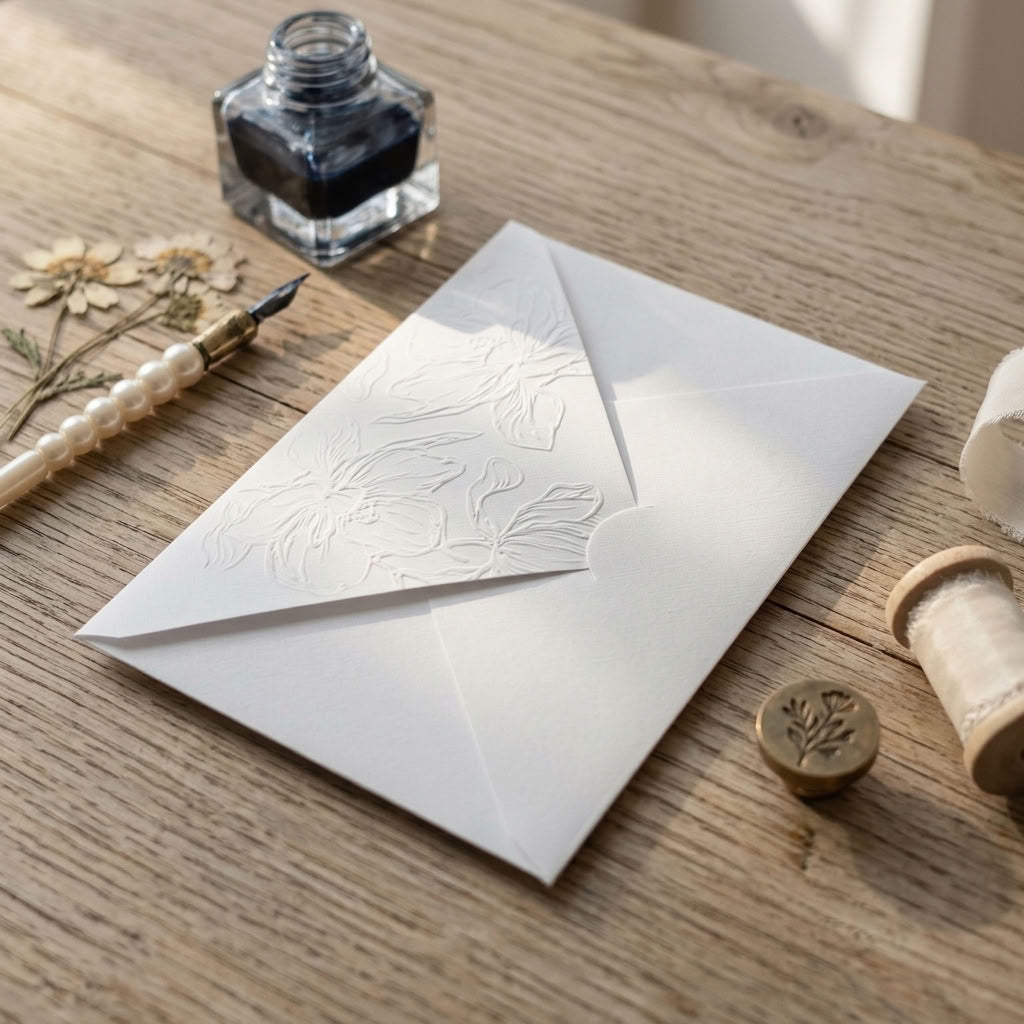High-quality invitation card | Elegant linen paper with blind embossing