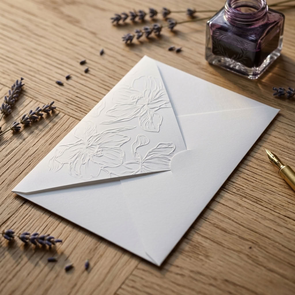 High-quality invitation card | Elegant linen paper with blind embossing