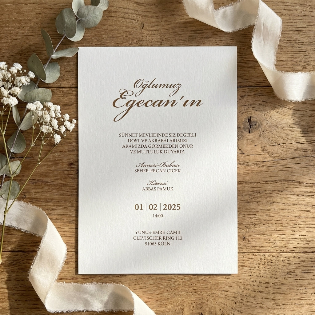 Express invitation "Linen Elegance" | Blind embossing on linen paper with envelope