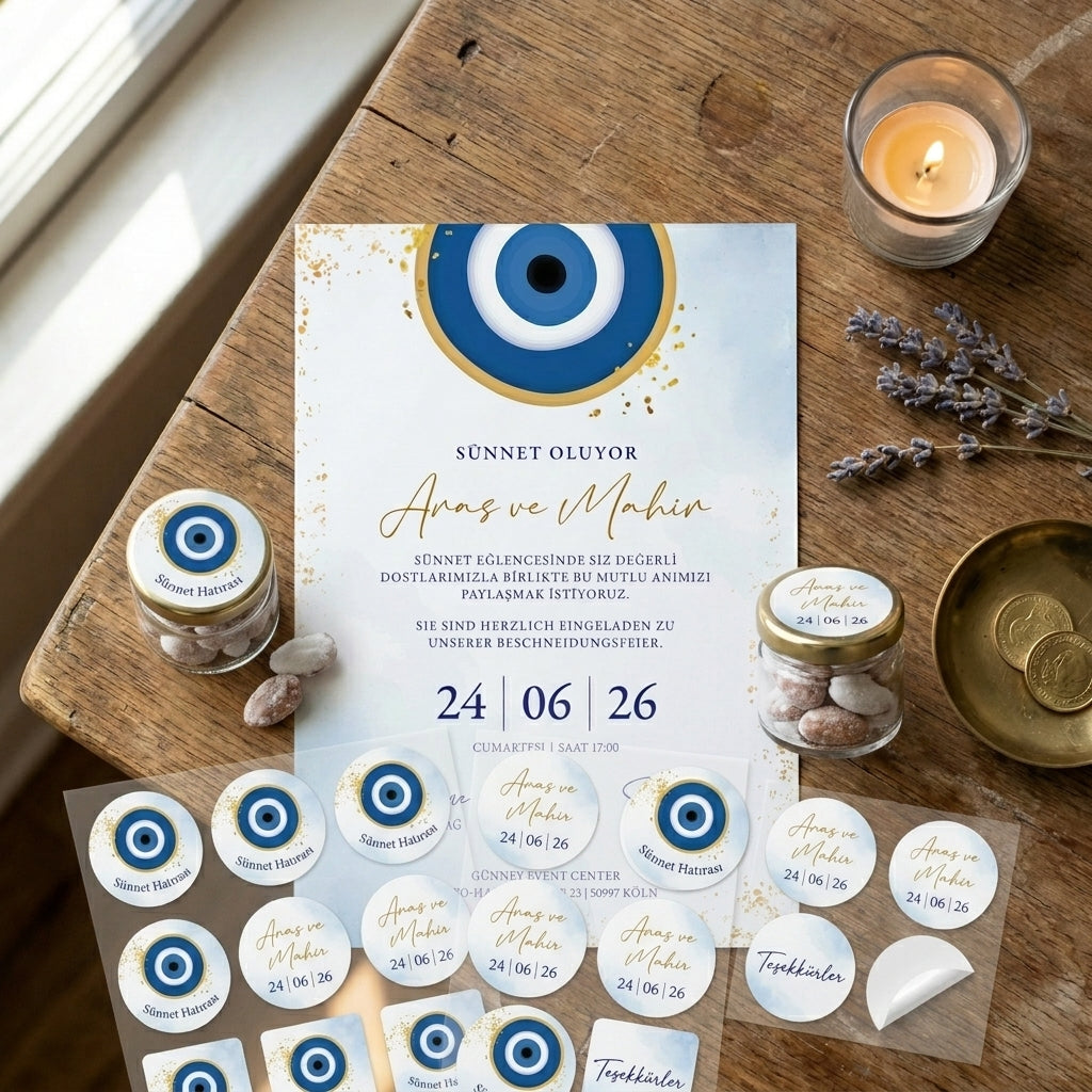 Sticker Sünnet | Individuell gestaltet "Aquarell Blue"