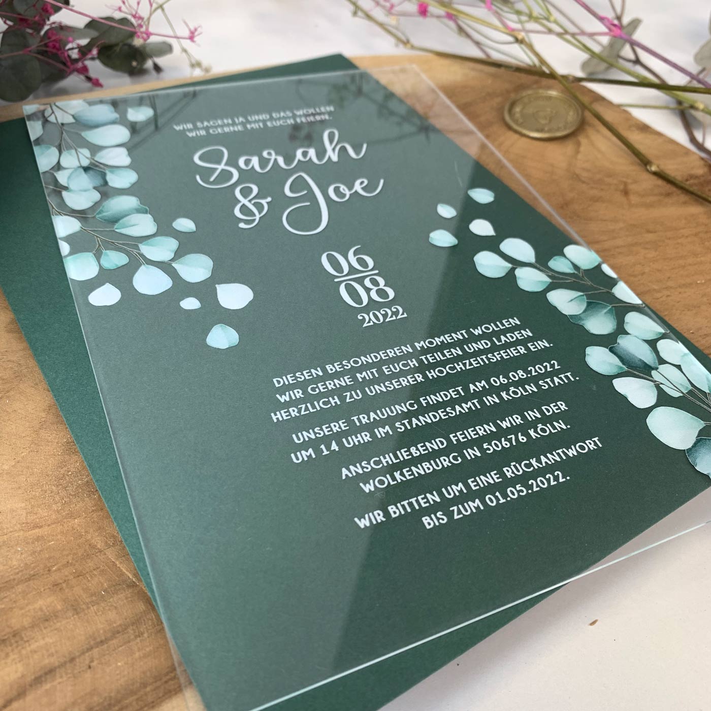 Transparente Acrylglas Einladungskarte | 13×19 cm "Eternal Glass Invitation"