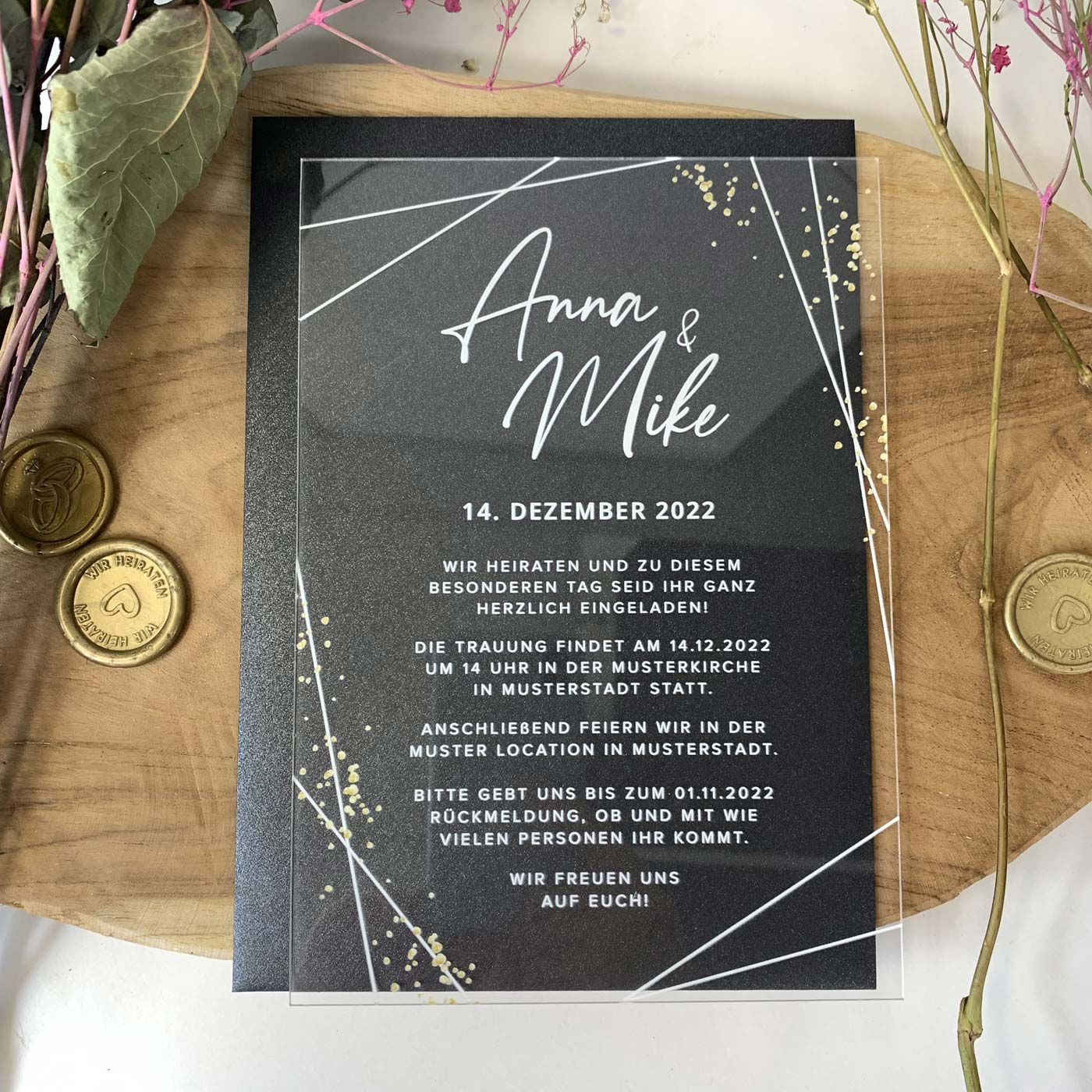 Transparente Acrylglas Einladungskarte | "Prestige Acrylic Invitation"