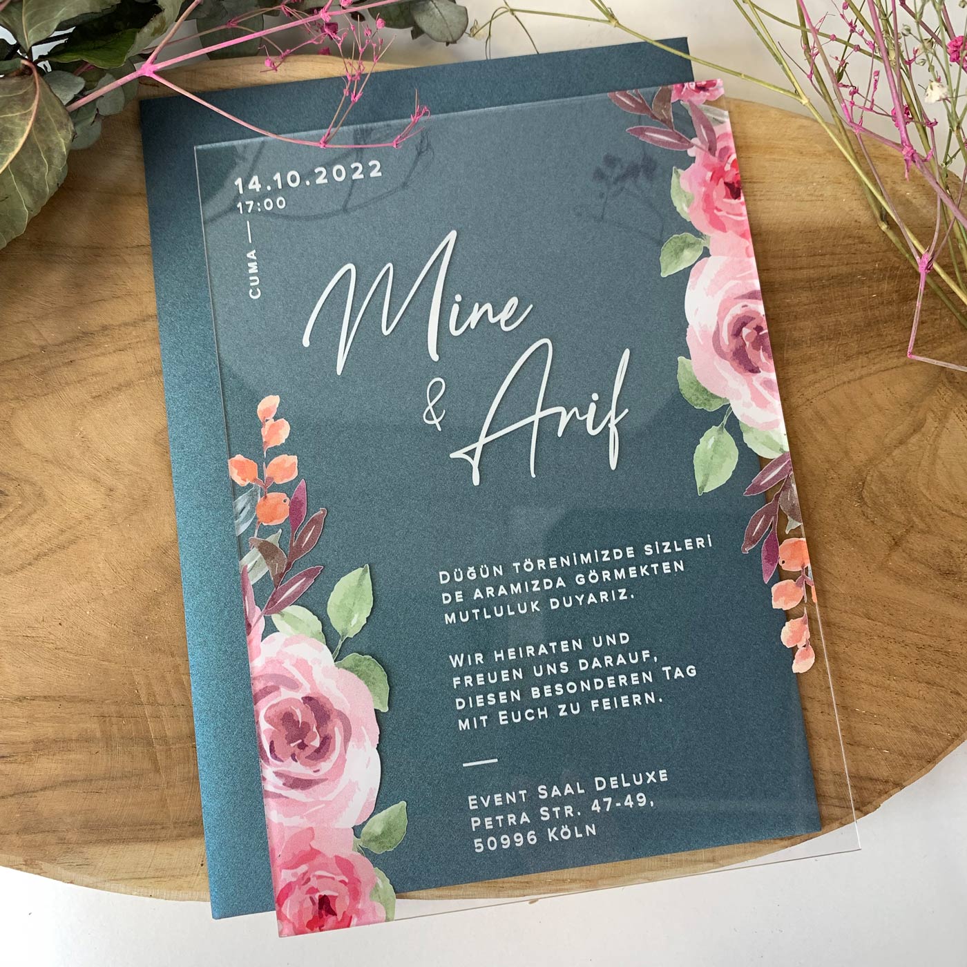 Transparente Acrylglas Einladungskarte | 13×19 cm "Crystal Invitation"