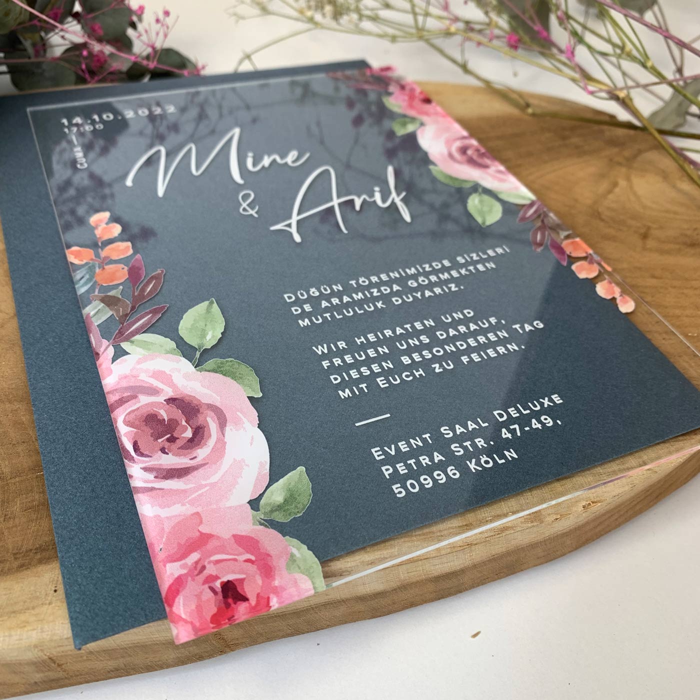 Transparente Acrylglas Einladungskarte | 13×19 cm "Crystal Invitation"