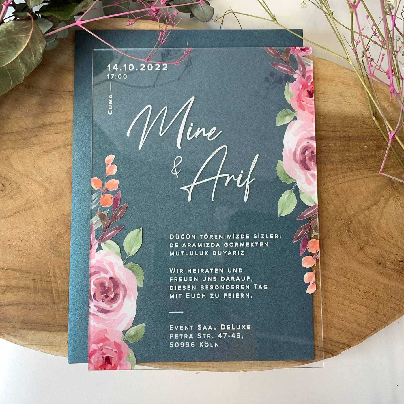 Transparente Acrylglas Einladungskarte | 13×19 cm "Crystal Invitation"