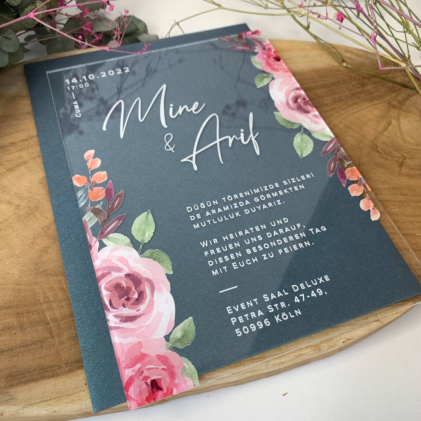 Transparente Acrylglas Einladungskarte | 13×19 cm "Crystal Invitation"