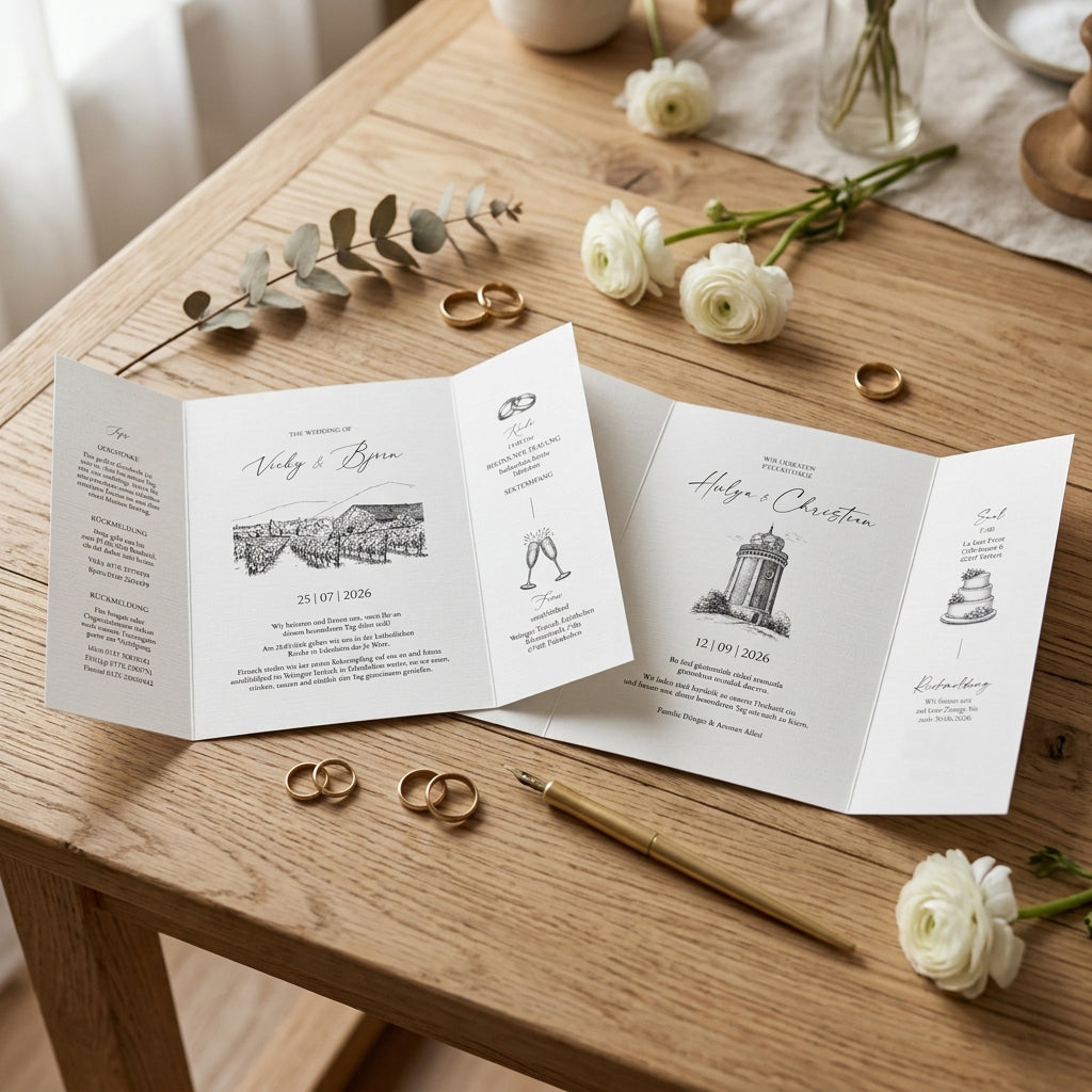 Invitation "Lemons" | Gatefold card with ribbon