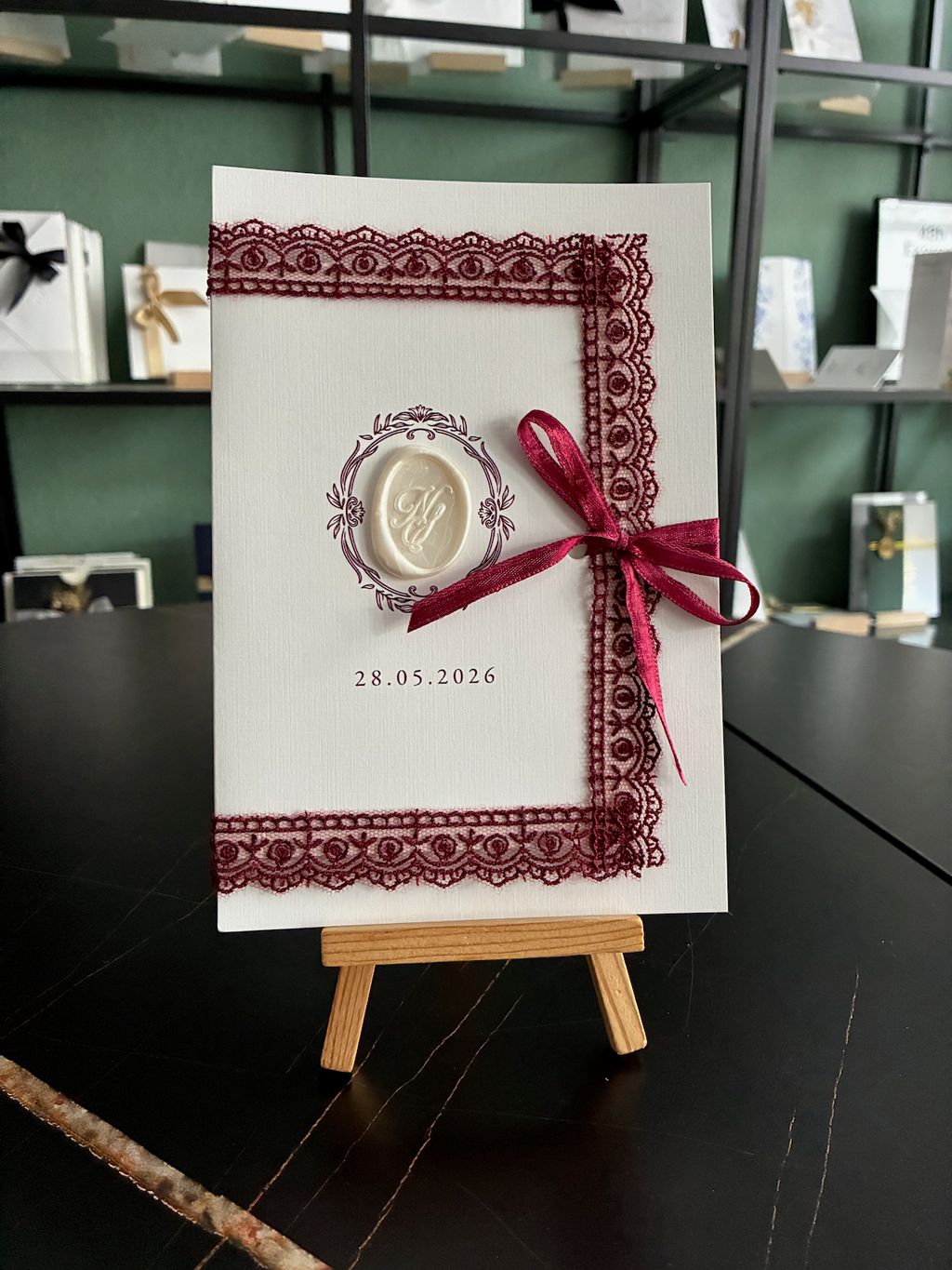Express card - Wedding invitation "Château Blanc" - Set with ribbon